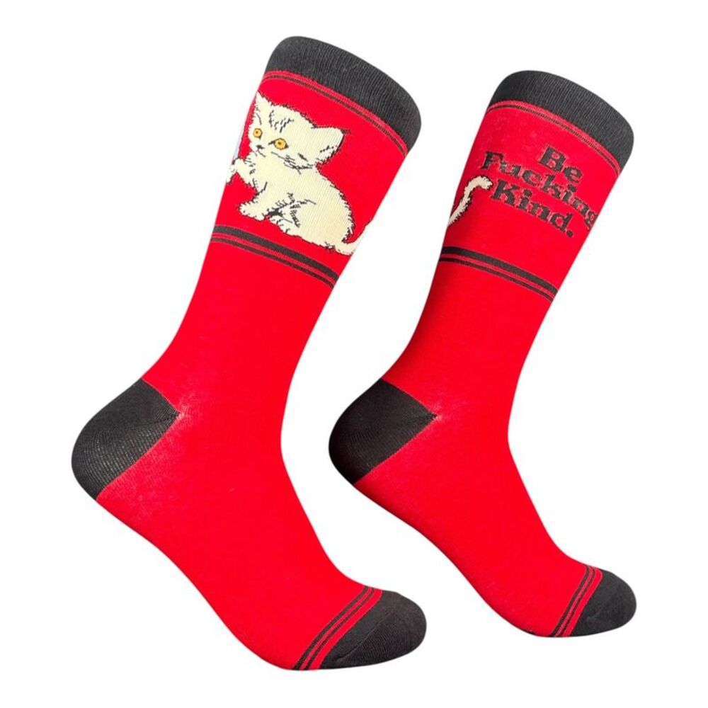 Be  Kind Socks Funny Sarcastic Kitten Footwear For Ladies